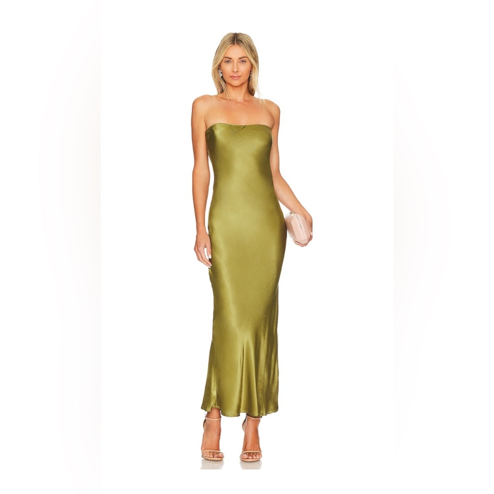 Strapless Midi Dress in Olive